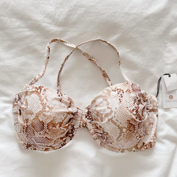 Shade & Shore NWT Light Lift Shirred Underwire Bikini Top 36D Swim Anima… - Picture 2 of 13